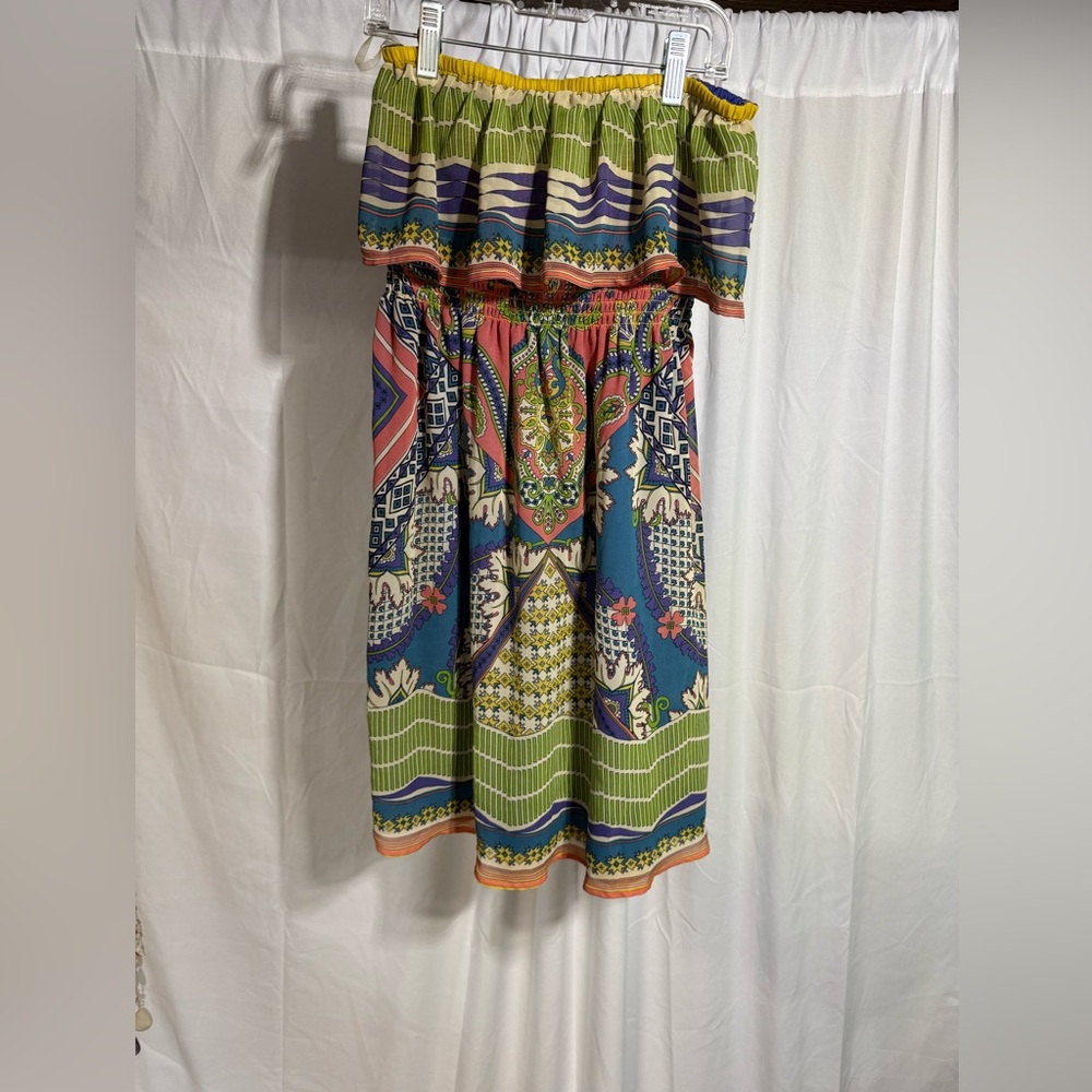 Charming Charlie Blue and Yellow Dress Sz S (5QK)